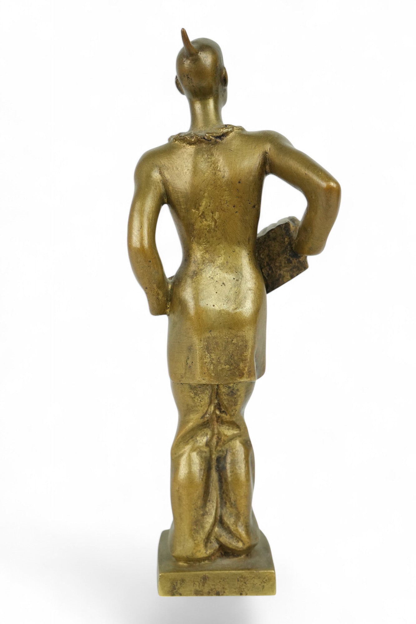 Alte Bronze Figur - Harlekin mit Ziehharmonika -